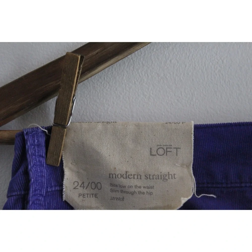 Ann Taylor LOFT Retro Purple Modern Straight Courduory Pants 00 24 Petite - Picture 4 of 6